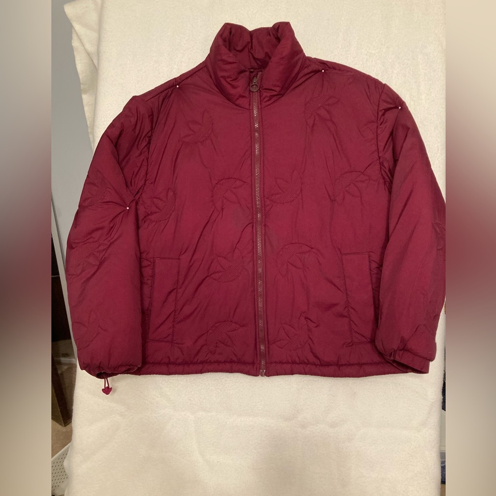 Adidas Trefoil Puffer Maroon Quilted Jacket.  Size XL, like new